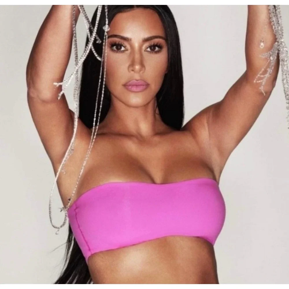 SKIMS Recycled Swim Bandeau Bikini‎ Top Neon Orchid Pink SW-BND-0777 Large NWT